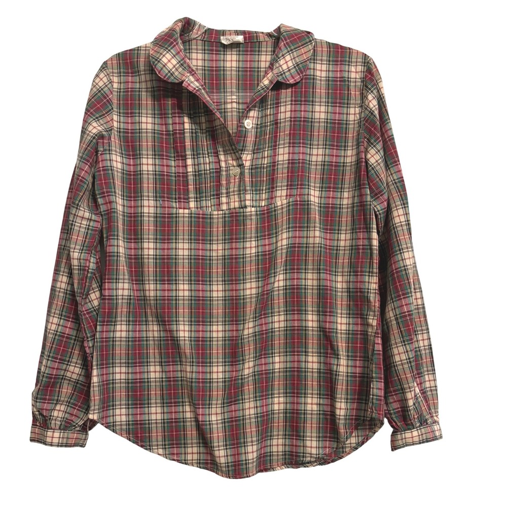 Vintage Star‎ Train Plaid Button Front Top – Long Sleeve, Cottagecore